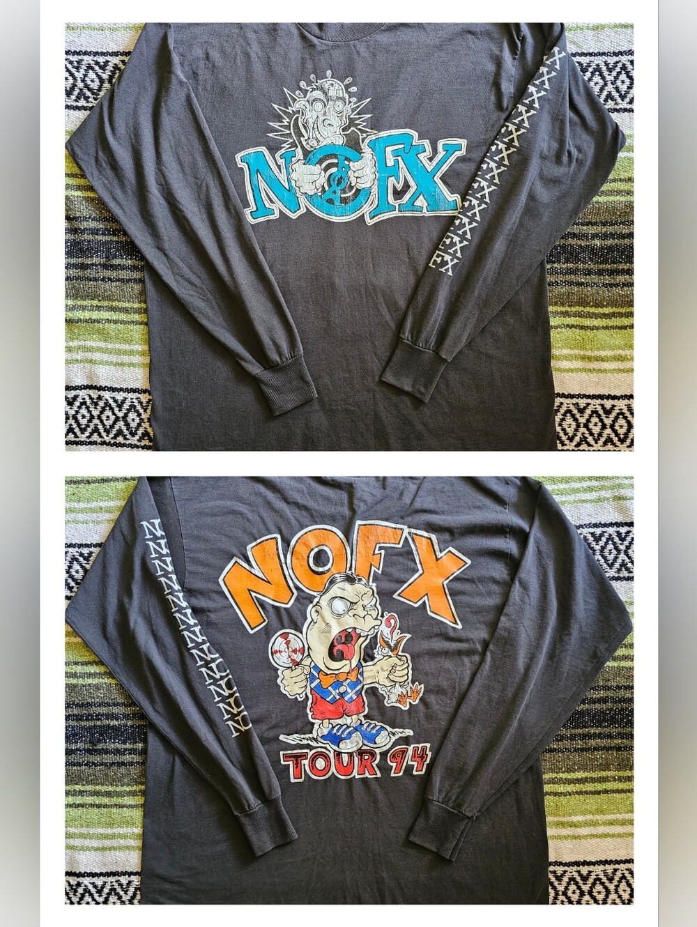 Vintage 1994 NOFX Tour 94 Long Sleeve T-Shirt Single Stitch Made in USA XL Punk